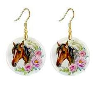 (5/$25‎ SALE ✅) Horses for Christmas, Western Vibes, Round Acrylic Earrings